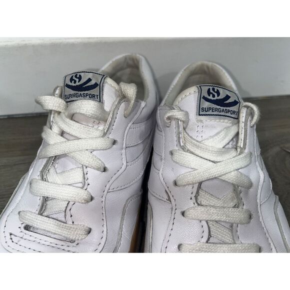 Superga Womens Leatther Low Top Lace Up Fashion Sneakers White Brown Size 7 - Picture 3 of 10